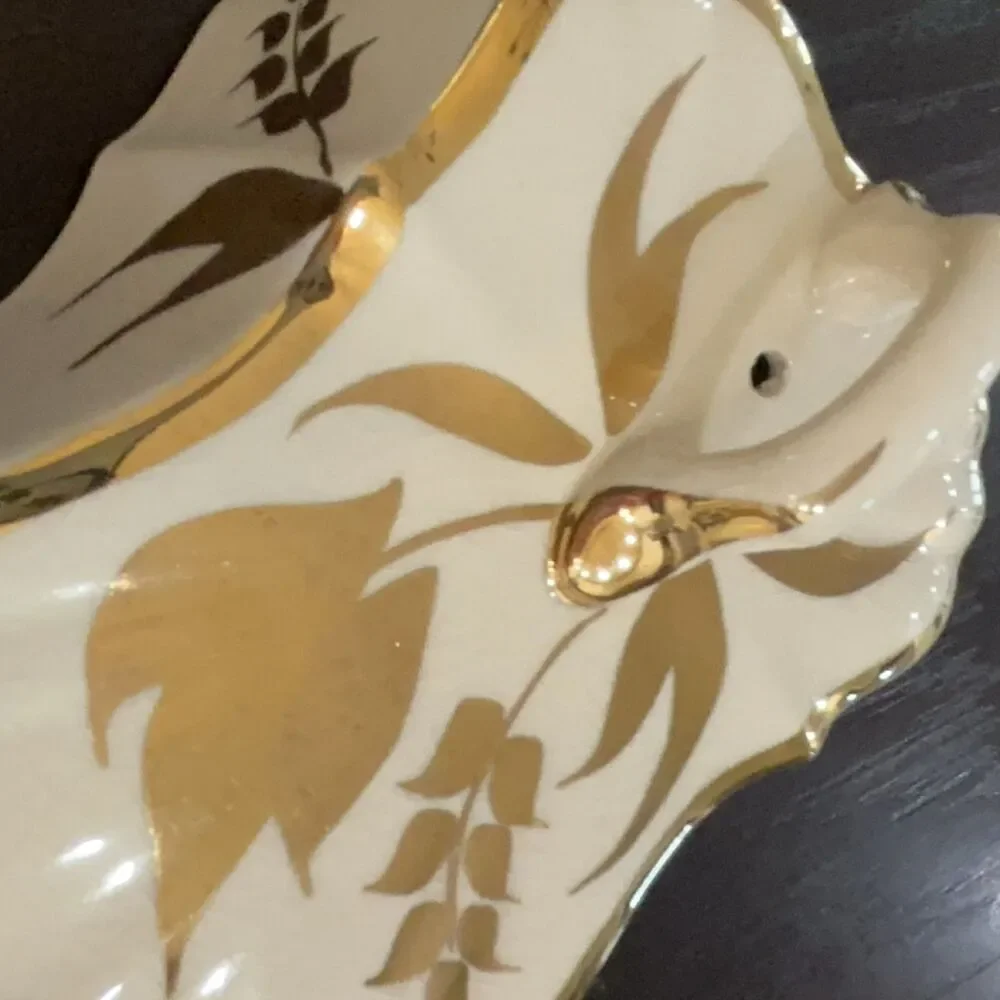 Lancaster & Sandland Ware Lidded Butter Dish Cream Gold Wheat Ceramic VG
